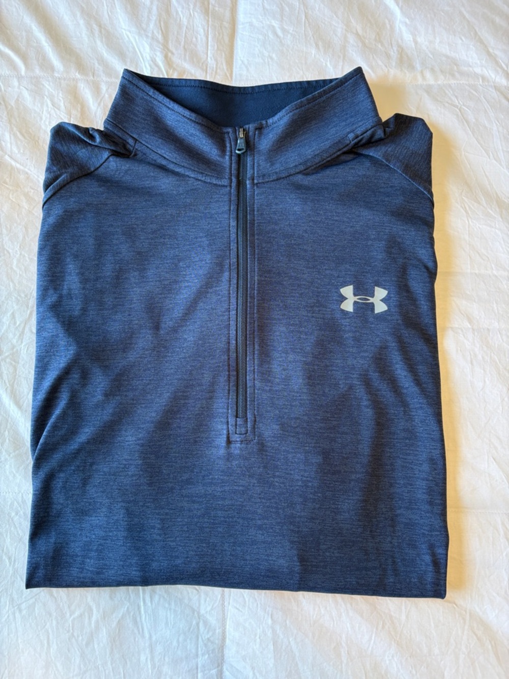 Under Armour HeatGear 1/4 Zip 2XL Heathered Royal Blue Pullover Workout Top EUC
